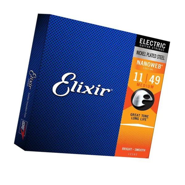 Imagem de Kit 3 Encordoamento Guitarra 011 Elixir Medium Nanoweb 12102 Made in USA