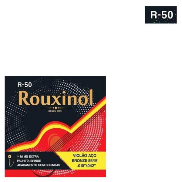 Kit 3 Encordoamento Violão Aço Bronze 85/15 .010 R50 - Rouxinol Imagem de Kit 3 Encordoamento Violão Aço Bronze 85/15 .010 R50