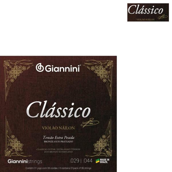 Imagem de Kit 3 Encordoamento Violão Nylon Clássico Bronze 65/35 GENWXPA Extra Pesada