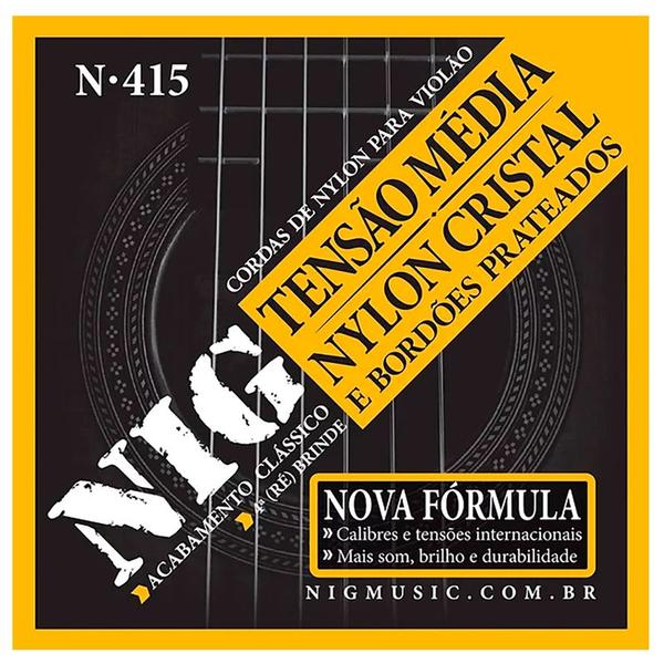 Imagem de Kit 3 Encordoamento Violão Nylon Média NIG Cristal Prata N415