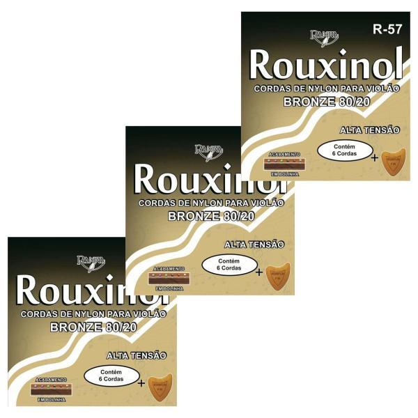 Kit 3 Encordoamento Violão Nylon Rouxinol Tensão Alta R57 Imagem de Kit 3 Encordoamento Violão Nylon Rouxinol Tensão Alta R57