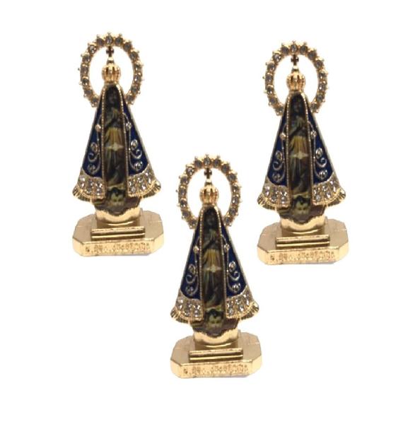 Imagem de Kit 3 Enfeites Nossa Senhora Aparecida dourado resistente