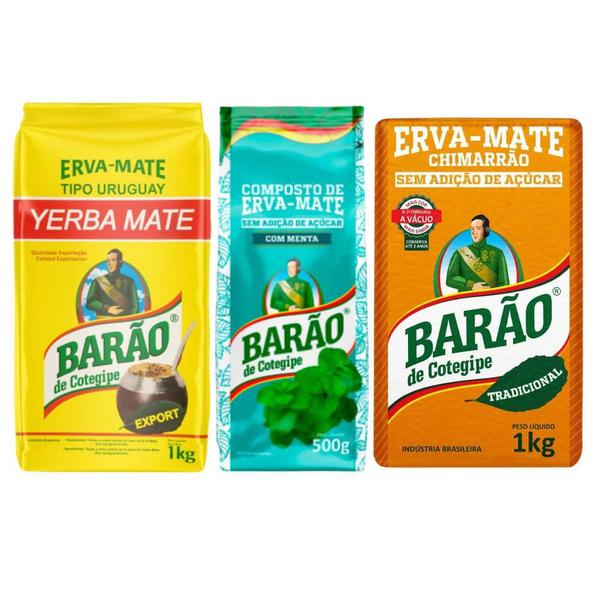 Imagem de Kit 3 Erva Mate Premium Uruguaia Export Composta Menta Tradi