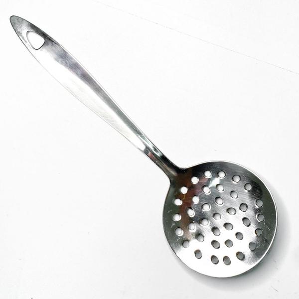 Imagem de Kit 3 Escumadeiras pequena aço inox multiuso resistente 23cm casual