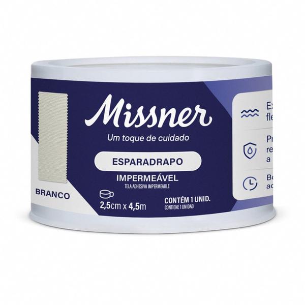 Imagem de Kit 3 Esparadrapo Impermeável 2,5cm X 4,5m Branco - Missner