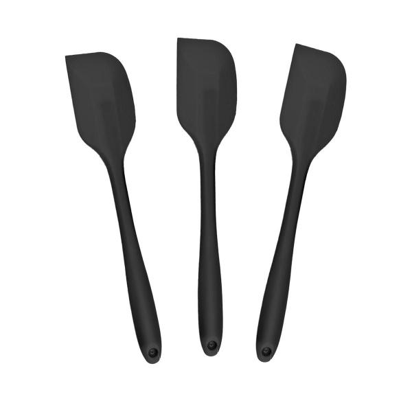 Imagem de Kit 3 Espátulas De Silicone Curva 28Cm Preta Reforçada -