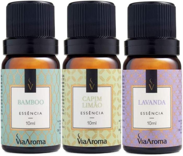 Kit 3 Essências Via Aroma - Aromatizador Aromaterapia 10ml Maça, Vanilla, Lavanda, Cerejeira, Bamboo Imagem de Kit 3 Essências Via Aroma - Aromatizador Aromaterapia 10ml Maça, Vanilla, Lavanda, Cerejeira, Bamboo