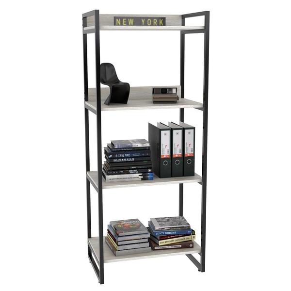 Imagem de Kit 3 Estante Livreiro Prisma Estilo Industrial 60cm 4 Prateleiras C08 Snow - Mpozenato