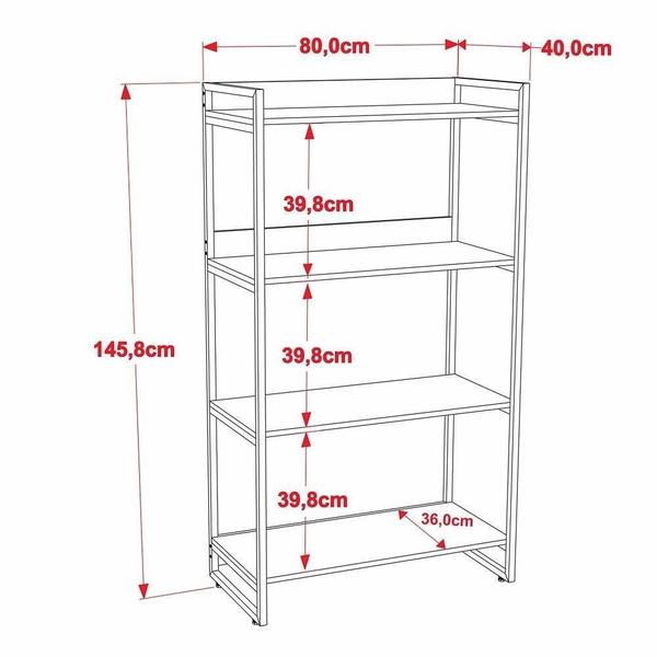 Imagem de Kit 3 Estantes Estilo Industrial 80cm 4 Prateleiras Snow