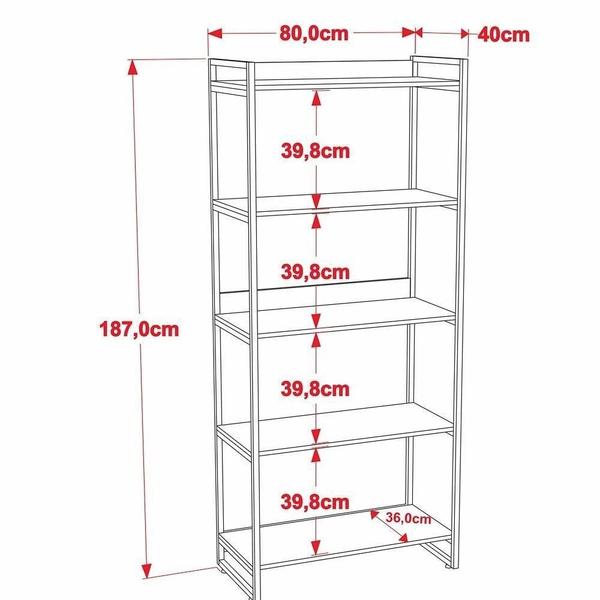 Imagem de Kit 3 Estantes Livreiro Estilo Industrial 80cm Preto Onix