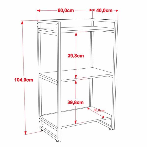 Imagem de Kit 3 Estantes Livreiro Prisma Estilo Industrial 60cm 3 Prateleiras Preto Onix - Mpozenato