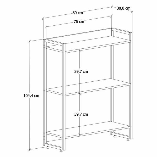 Imagem de Kit 3 Estantes Multiuso Escritório Industrial 3 Prateleiras Areta 104x80cm C01 Onix - Lyam Decor