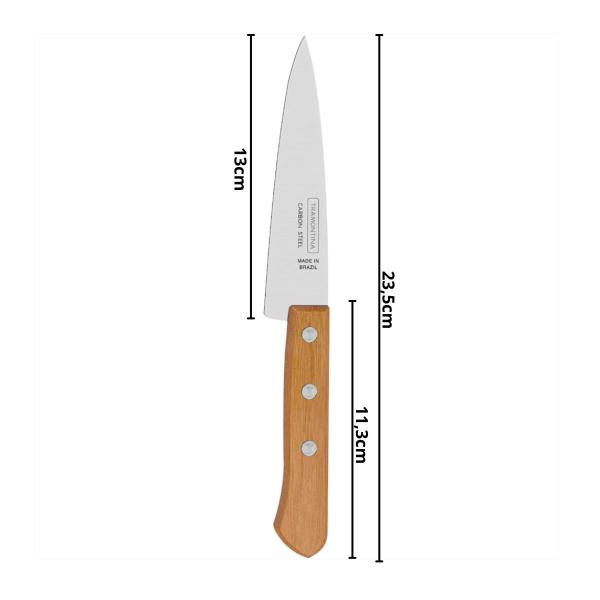 Imagem de Kit 3 Faca Carbono Cabo Madeira Peixeira Tramontina N. 5 6 7