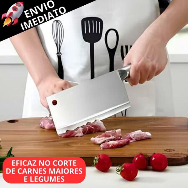 Imagem de Kit 3 Faca Cutelo Em Inox Machadinho Profissional Escovado Linha Texas N6 Carnes Legumes