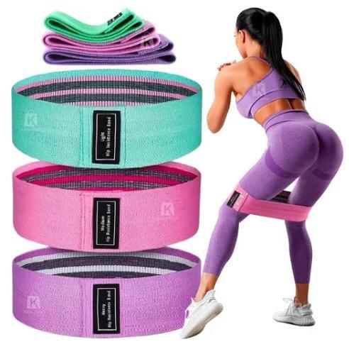 Kit 3 Faixa Elástica Hip Mini Band Treino Exercício Academia - alto nível fitness Imagem de Kit 3 Faixa Elástica Hip Mini Band Treino Exercício Academia