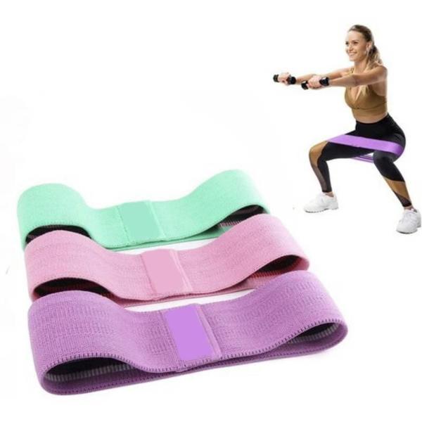 Imagem de Kit 3 Faixas Elásticas De Exercício Hip Resistance Bands