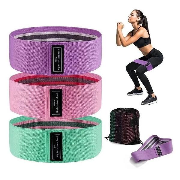 Imagem de Kit 3 Faixas Elásticas De Exercício Hip Resistance Bands