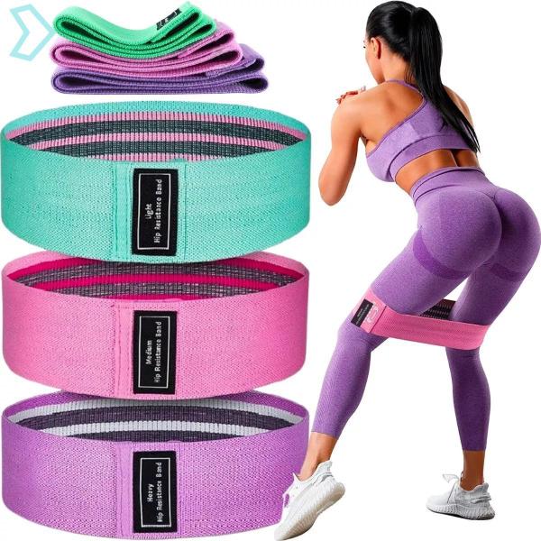 Imagem de Kit 3 Faixas Elásticas Hip Band Mini Para Treinos Exercício Academia Yoga Pilates Funcional Premium