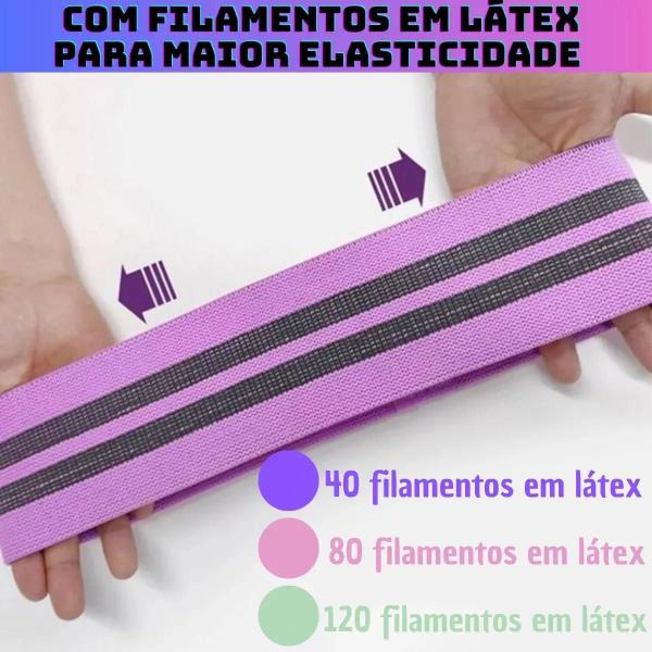 Imagem de Kit 3 Faixas Elásticas para Exercício Alta Resistência