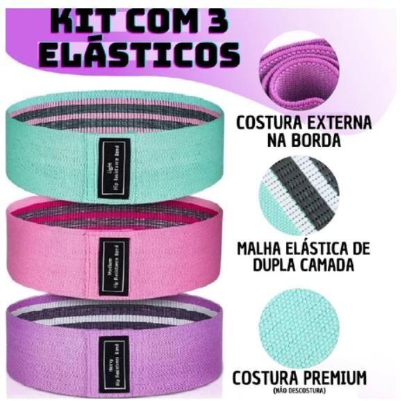 Imagem de Kit 3 Faixas Elásticas Para Treino de Exercício Super Bands Academia Extensor Hip Bands