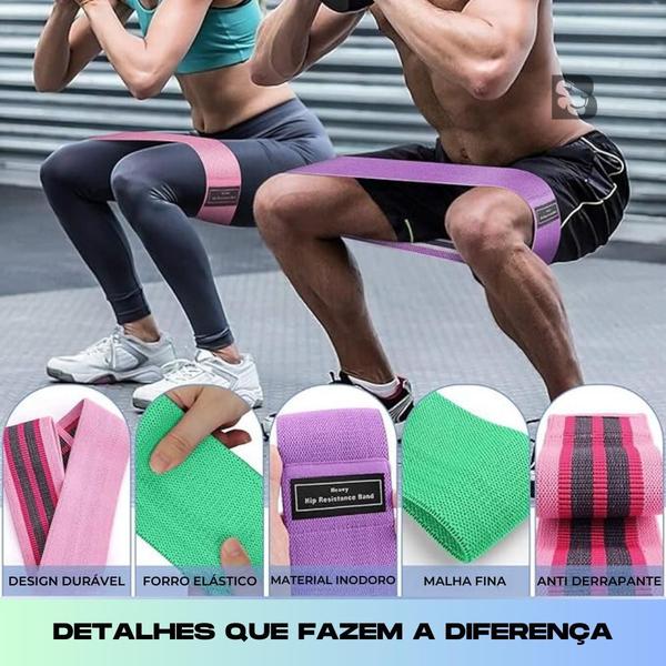 Imagem de Kit 3 Faixas Elásticas Thera Band para Ginástica Exercícios Ioga Pilates com 3 Níveis de Resistência