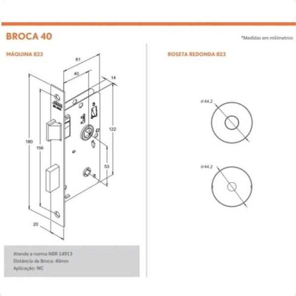 Imagem de Kit 3 Fechadura Banheiro Roseta Quadrada 823/21 Inox Stam