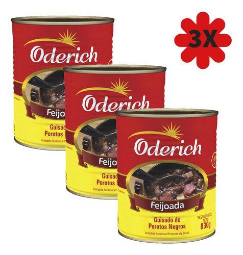 Kit 3 Feijoada Pronta Oderich Enlatada 830g Imagem de Kit 3 Feijoada Pronta Oderich Enlatada 830g