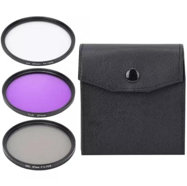 Imagem de Kit 3 Filtros Espelho Polarizadores UV, CPL e FLD para Lentes de 55mm Câmeras DSLR