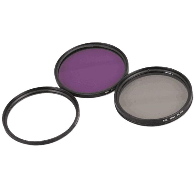 Imagem de Kit 3 Filtros Espelho Polarizadores UV, CPL e FLD para Lentes de 55mm Câmeras DSLR