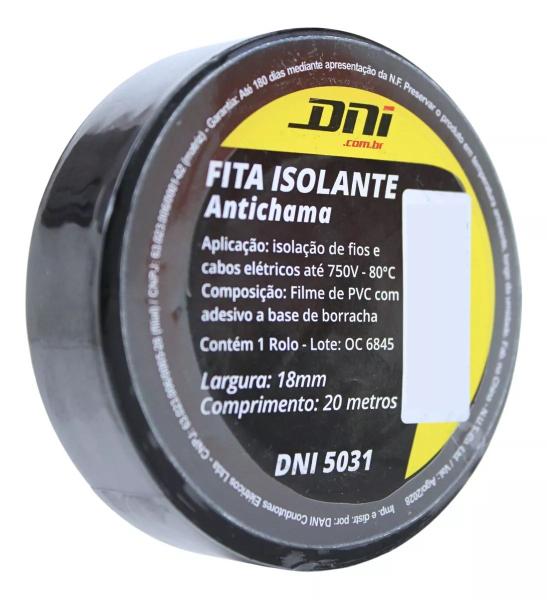 Imagem de Kit 3 Fitas Isolante Pvc DNI Preta Antichama Uso Geral 18mm x 20 Metros