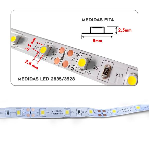 Imagem de Kit 3 Fitas LED 3528/2835 IP20 5m/300 Leds Luz Branca Neutra (Suave) 4000K + 3 Fontes 3 Amperes