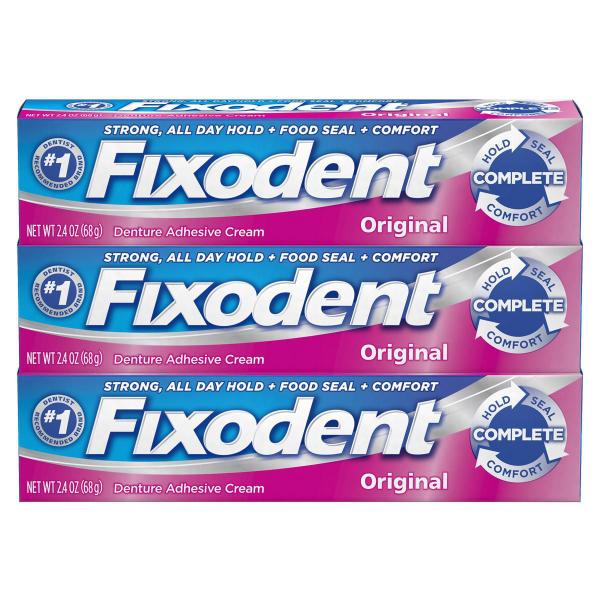 Imagem de Kit 3 Fixodent Orig 68G Creme Adesivo Para Prótese Dentária