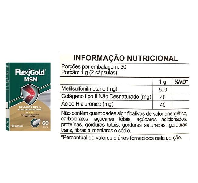 Imagem de Kit 3 Flexigold Msm Colágeno Tipo 2 + Ácido Hialurônico