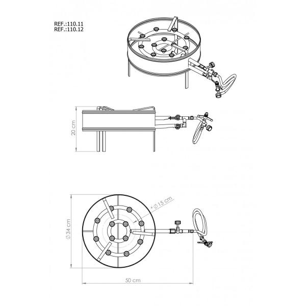 Imagem de Kit 3 Fogareiros 2 Em 1 C/ Borda 34cm Zincado Papaléguas 110.11