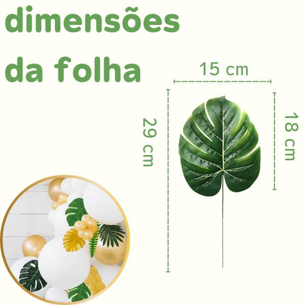 Imagem de Kit 3 Folha Costela de Adão Verde 29 CM Com Haste