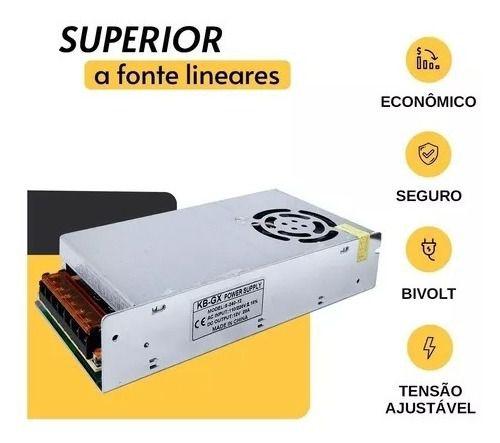 Imagem de Kit 3 Fontes Chaveadas 12v 30a Fonte Centralizada Som Carro