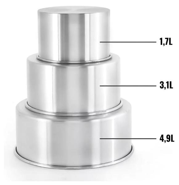 Imagem de Kit 3 Forma Assadeira Bolo Redonda Alta 15-20-25 Alumínio