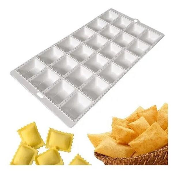 Imagem de Kit 3 Forma Para Modelar Ravioli Mini Pasteis Massa 24 Cavas