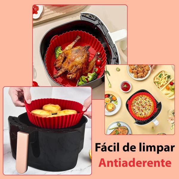 Imagem de Kit 3 Formas de Silicone com Alça de 20cm para Airfryer Microondas Congelador Forno