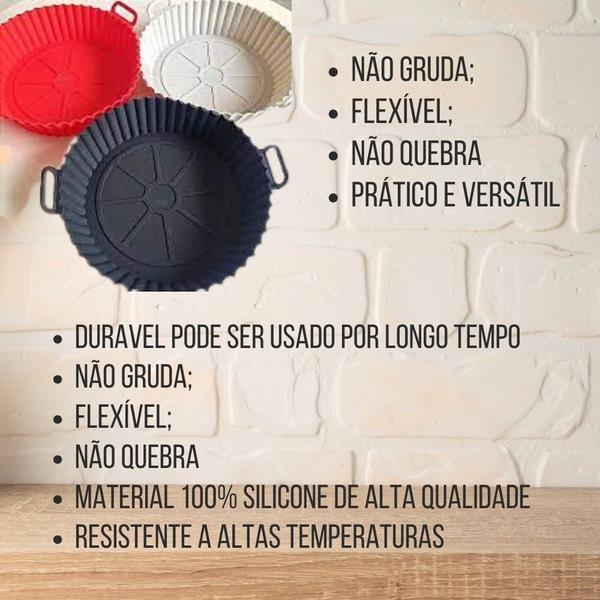 Imagem de KIT 3 Formas Silicone Air Fryer, Micro-ondas, Forno e Freezer Com Alça 1,5 litros