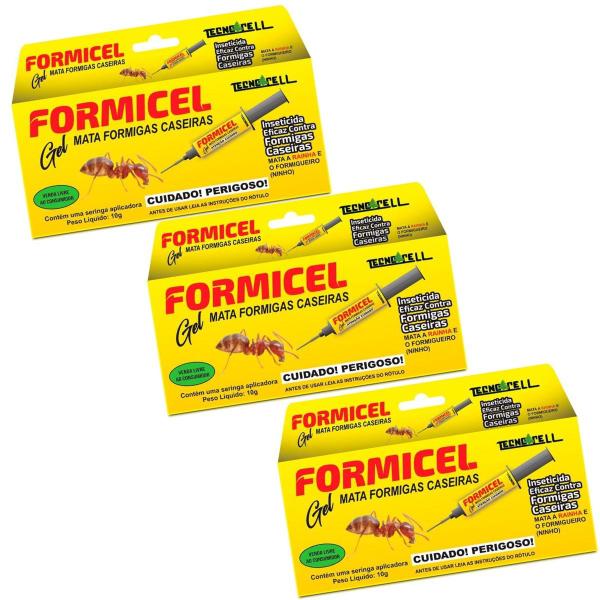 Imagem de Kit 3 Formicel Formigel Gel 10g cada, Mata Formiga Caseiras - Tecnocell