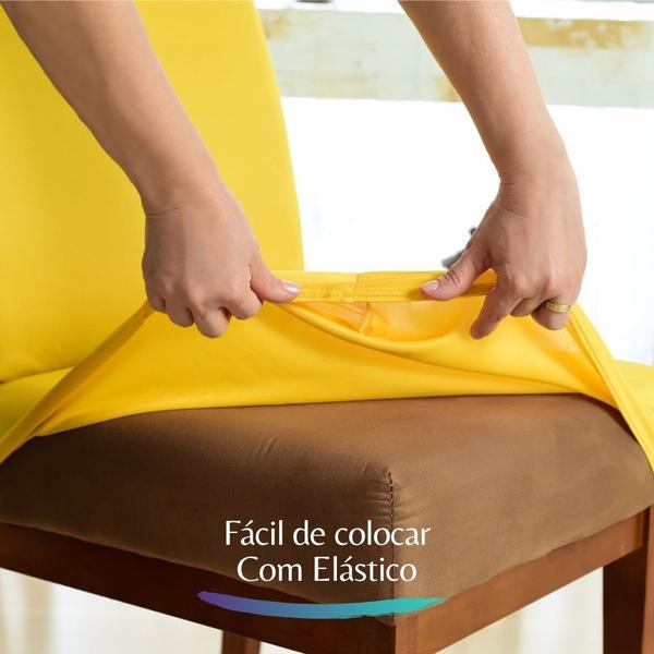 Imagem de Kit 3 Forro para Cadeiras de Jantar Envio 24h Amarelo