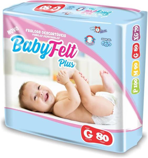 Kit 3 Fralda Descartável Baby Felt Noturna Infantil G - 80 Unidades Imagem de Kit 3 Fralda Descartável Baby Felt Noturna Infantil G - 80 Unidades