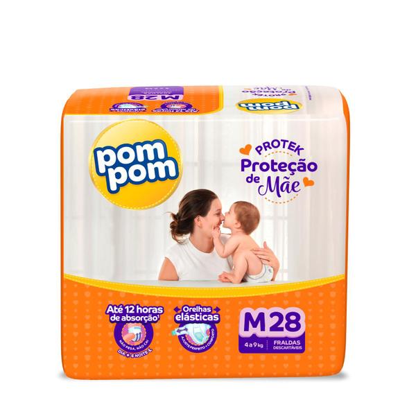 Imagem de Kit 3 Fraldas Pom Pom Protek Proteção de Mãe Jumbo M com 28un cada