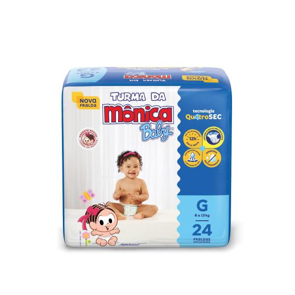 Imagem de Kit 3 Fraldas Turma da Mônica Baby Jumbo G com 24un cada