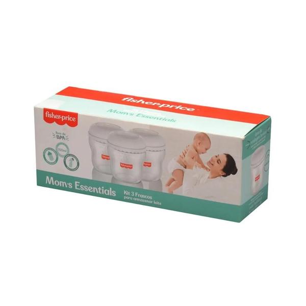 Imagem de Kit 3 Frascos para Armazenar Leite 150 ml Mom's Essentials Fisher Price