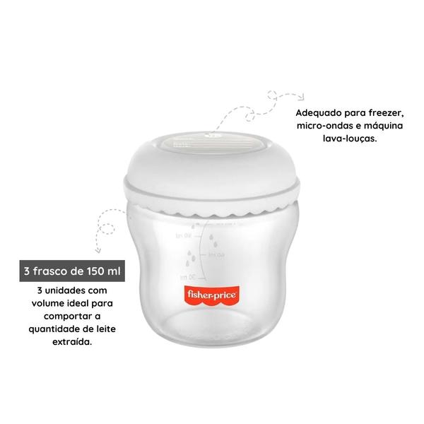 Imagem de Kit 3 Frascos para Armazenar Leite 150ml - Frisher Price