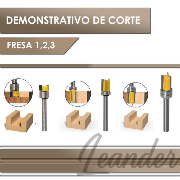 Imagem de Kit 3 Fresa Paralela Guarnição Com Rolamento Tupia Corte Profissional