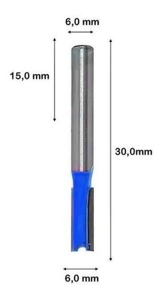 Imagem de Kit 3 Fresas Reta De 6mm 2 Dentes De Metal Duro Para Tupia