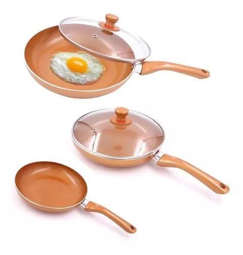 Imagem de kit 3 Frigideira Antiaderente Revestida Cerâmica Titânio A Melhor Para cozinha/Cozinheiro Profissional